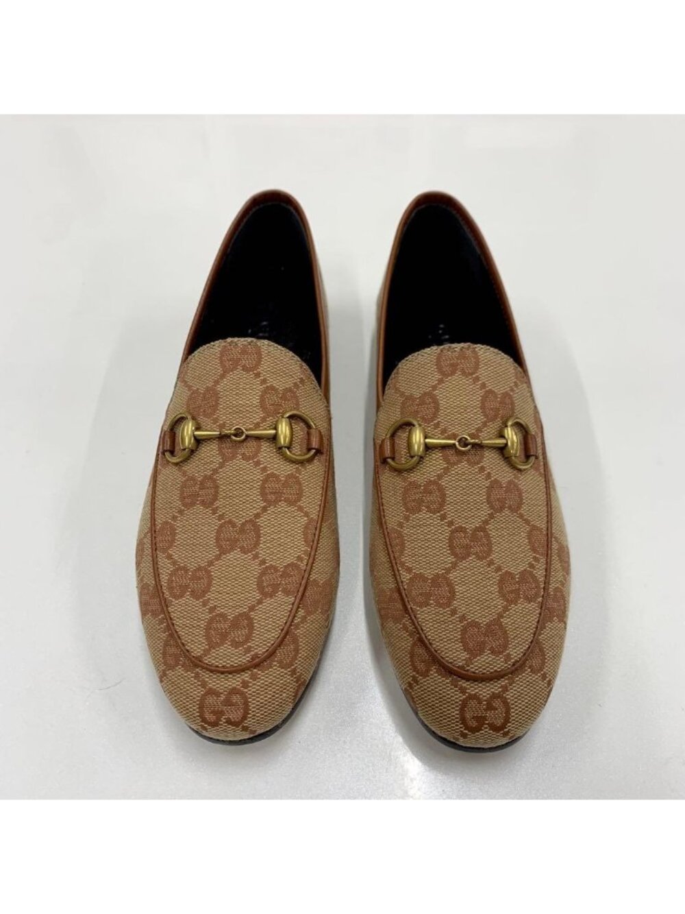 Gucci Fabric Leather Horsebit Loafers Brown - Picture 2 of 10